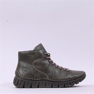 Rieker Stitch Detail Laced Ankle Boot - Green
